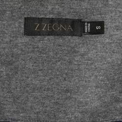 Pre Owned Z Zegna Navy Blue Cotton & Modal Knit Zip Up Jacket S