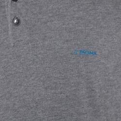 Pre Owned Z Zegna Grey Cotton Pique Polo T-Shirt XL