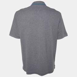 Pre Owned Z Zegna Grey Cotton Pique Polo T-Shirt XL
