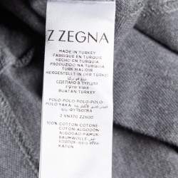 Pre Owned Z Zegna Grey Cotton Pique Polo T-Shirt XL