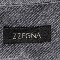 Pre Owned Z Zegna Grey Cotton Pique Polo T-Shirt XL