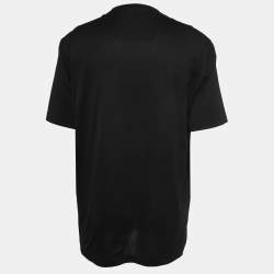 Pre Owned Z Zegna Black Cotton Logo Print Detail Crew Neck T-Shirt XXL