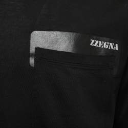 Pre Owned Z Zegna Black Cotton Logo Print Detail Crew Neck T-Shirt XXL