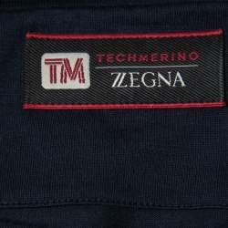 Pre Owned Z Zegna Techmerino Navy Blue Striped Wool Crew Neck T-Shirt XL