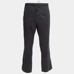 Z Zegna Black Cotton Blend Drawstring Waist Trousers XXL/Waist 37"