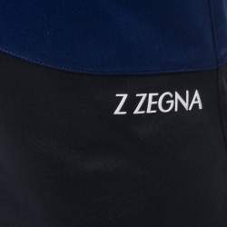 Z Zegna White/Navy Blue Logo Print Synthetic Joggers XL