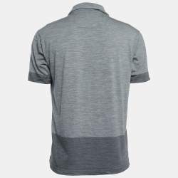 Pre Owned Z Zegna Techmerino Grey Jersey Polo T-Shirt L