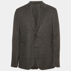 Z Zegna Grey Wool Blend Single Breasted Blazer XXL