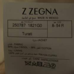 Z Zegna Cream Wool Blend Single Breasted Blazer XXL