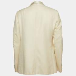 Z Zegna Cream Wool Blend Single Breasted Blazer XXL