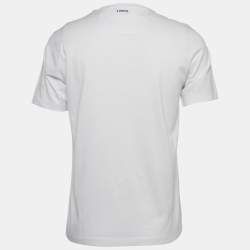 Pre Owned Z Zegna White Graphic Print Cotton Crew Neck T-Shirt M