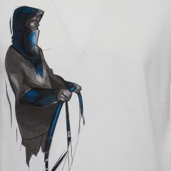 Pre Owned Z Zegna White Graphic Print Cotton Crew Neck T-Shirt M