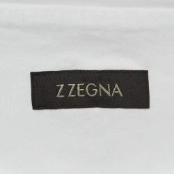 Pre Owned Z Zegna White Printed Cotton Crew Neck T-Shirt M