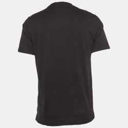 Pre Owned Z Zegna Black Logo Print Cotton Crew Neck T-Shirt M