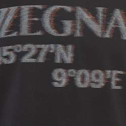 Pre Owned Z Zegna Black Logo Print Cotton Crew Neck T-Shirt M