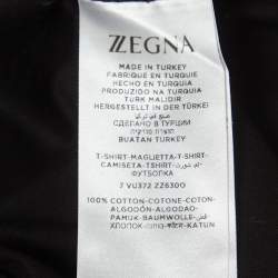 Pre Owned Z Zegna Black Logo Print Cotton Crew Neck T-Shirt M