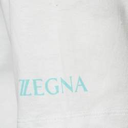 Pre Owned Z Zegna White Cotton Patch Detail Crew Neck T-Shirt M