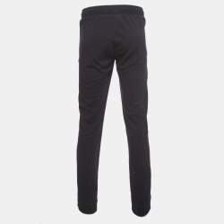 Z Zegna Techmerino Black Wool Contrast Stripe Detail Drawstring Pants L