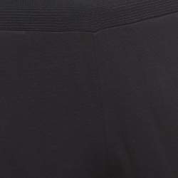Z Zegna Techmerino Black Wool Contrast Stripe Detail Drawstring Pants L