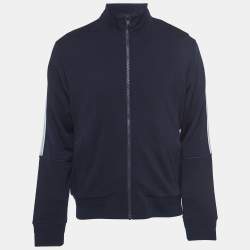 Z Zegna Techmerino Navy Blue Wool Zip Front Jacket L