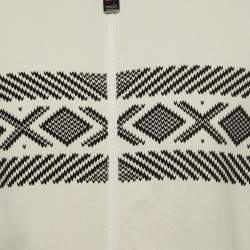Z Zegna Techmerino Cream Patterned Wool Zip Front Sweatshirt M