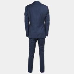 Z Zegna Navy Blue Wool Single Breasted Suit L