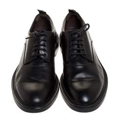 Z Zegna Black Leather Lace Up Derby Size 42.5