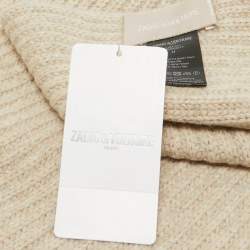 Zadig & Voltaire Beige Rib Knit Wool Blend Muffler Scarf 