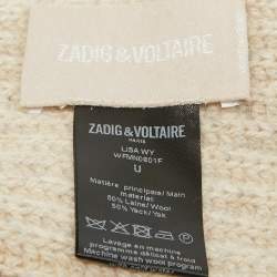 Zadig & Voltaire Beige Rib Knit Wool Blend Muffler Scarf 