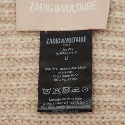Zadig & Voltaire Beige Rib Knit Wool Blend Lisa Muffler