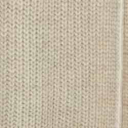 Pre Owned Zadig & Voltaire Beige Rib Knit Wool Blend Lisa Muffler