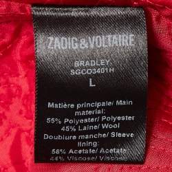 Zadig & Voltaire Black Wool Blend Bradley Jacket L