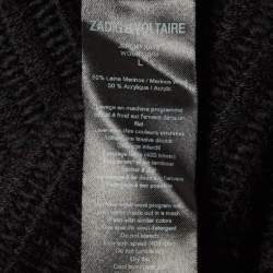Zadig & Voltaire Black Distressed Knit Wool Blend Jeremy Raye Sweater L