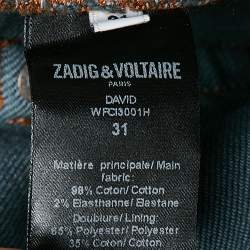 Zadig & Voltaire Blue Brushed Denim David Jeans L Waist 33"