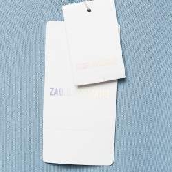Pre Owned Zadig & Voltaire Blue Cotton Knit V-Neck Keddy Sweatshirt S