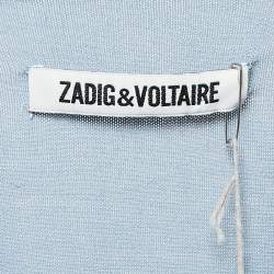 Pre Owned Zadig & Voltaire Blue Cotton Knit V-Neck Keddy Sweatshirt S