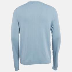 Pre Owned Zadig & Voltaire Blue Cotton Knit V-Neck Keddy Sweatshirt S