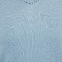 Pre Owned Zadig & Voltaire Blue Cotton Knit V-Neck Keddy Sweatshirt S