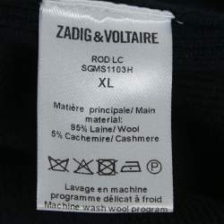 Zadig & Voltaire Grey/Blue Wool Full Sleeve Jumper XL