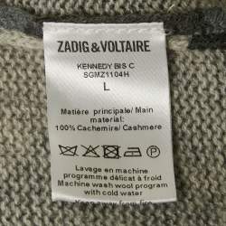Zadig & Voltaire Grey Camouflage Print Cashmere Kennedy Bis Sweater L