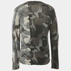 Zadig & Voltaire Grey Camouflage Print Cashmere Kennedy Bis Sweater L