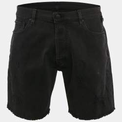 Zadig & Voltaire Black Distressed Denim Raw Edge Detail Shorts XL Waist 35"