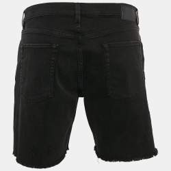 Zadig & Voltaire Black Distressed Denim Raw Edge Detail Shorts XL Waist 35"