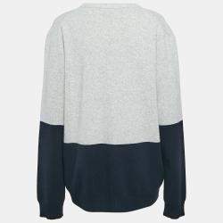 Zadig & Voltaire Grey/Navy Blue Wool Crew Neck Rod Jumper M