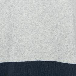 Zadig & Voltaire Grey/Navy Blue Wool Crew Neck Rod Jumper M
