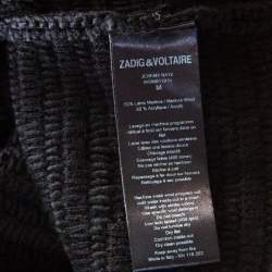 Zadig and Voltaire Black Distressed Knit Merino Wool Jeremy Raye Sweater M