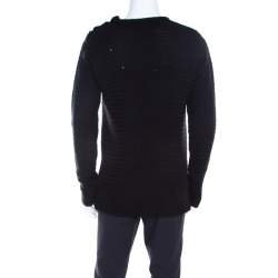 Zadig and Voltaire Black Distressed Knit Merino Wool Jeremy Raye Sweater M