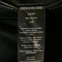 Zadig & Voltaire Black Leather Zip-Up Lasso Jacket XS