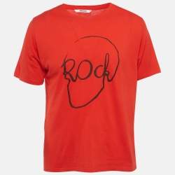 مملوكة مسبقًا Zadig & Voltaire Red Rock Printed Cotton Knit Tommy Skull T-Shirt XL