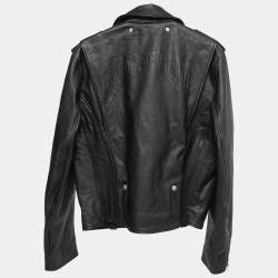 Pre Owned Zadig & Voltaire Black Leather Louis Biker Jacket L